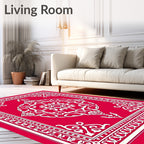 Intricate White Floral Mandala Design Rug