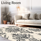 Damask Floral Vines Pattern Rug