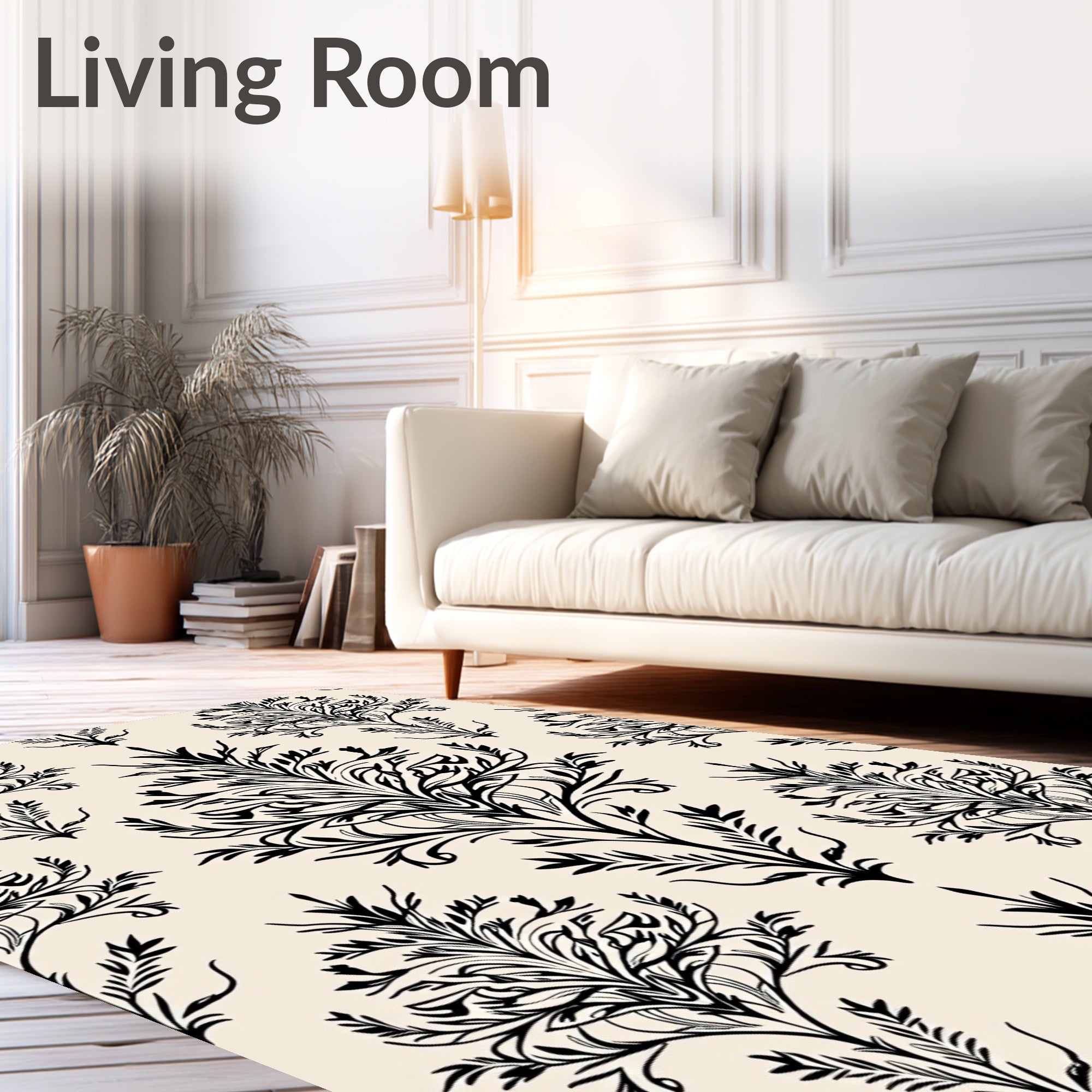 Damask Floral Vines Pattern Rug