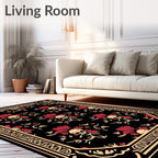 Macabre Skull Floral Patterned Rug