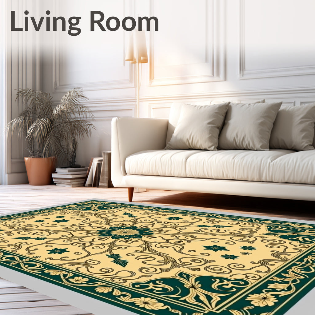 Elegant Floral Vine and Swirl Design Rug