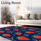 Red Strawberry Leaf Delightful Pattern Rug