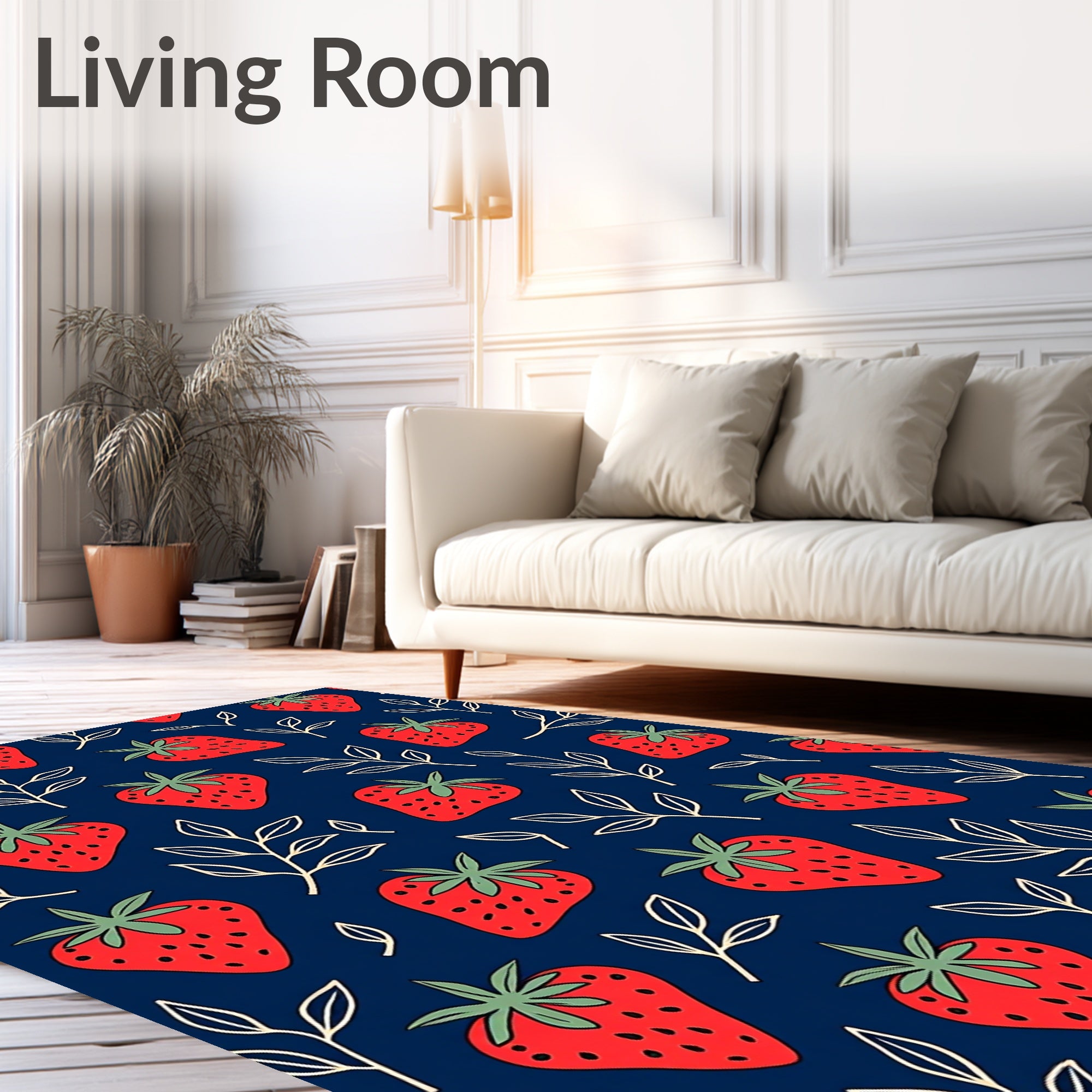Red Strawberry Leaf Delightful Pattern Rug