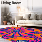 Vibrant Flower Mandala Pattern Design Rug