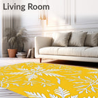 Yellow Floral Starburst Pattern Rug
