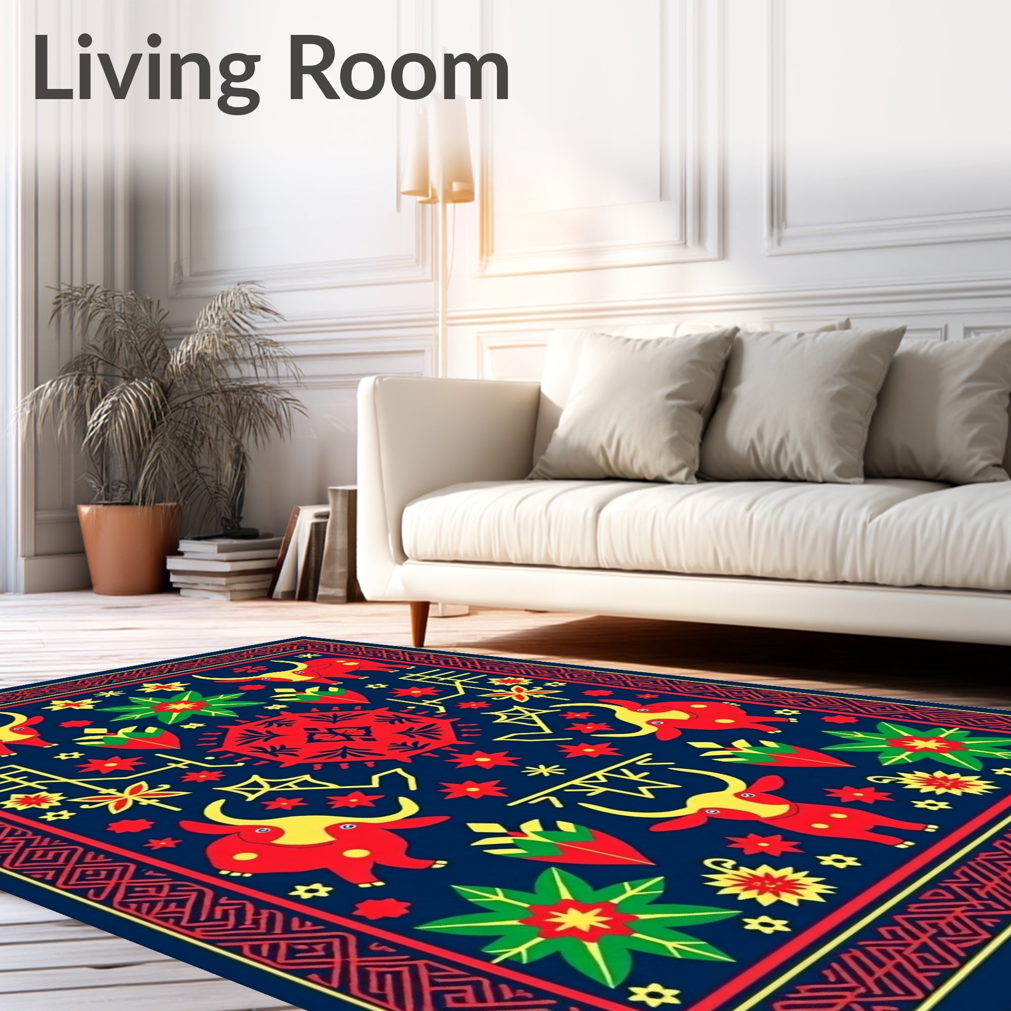 Crimson Bull Floral Geometric Medley Rug