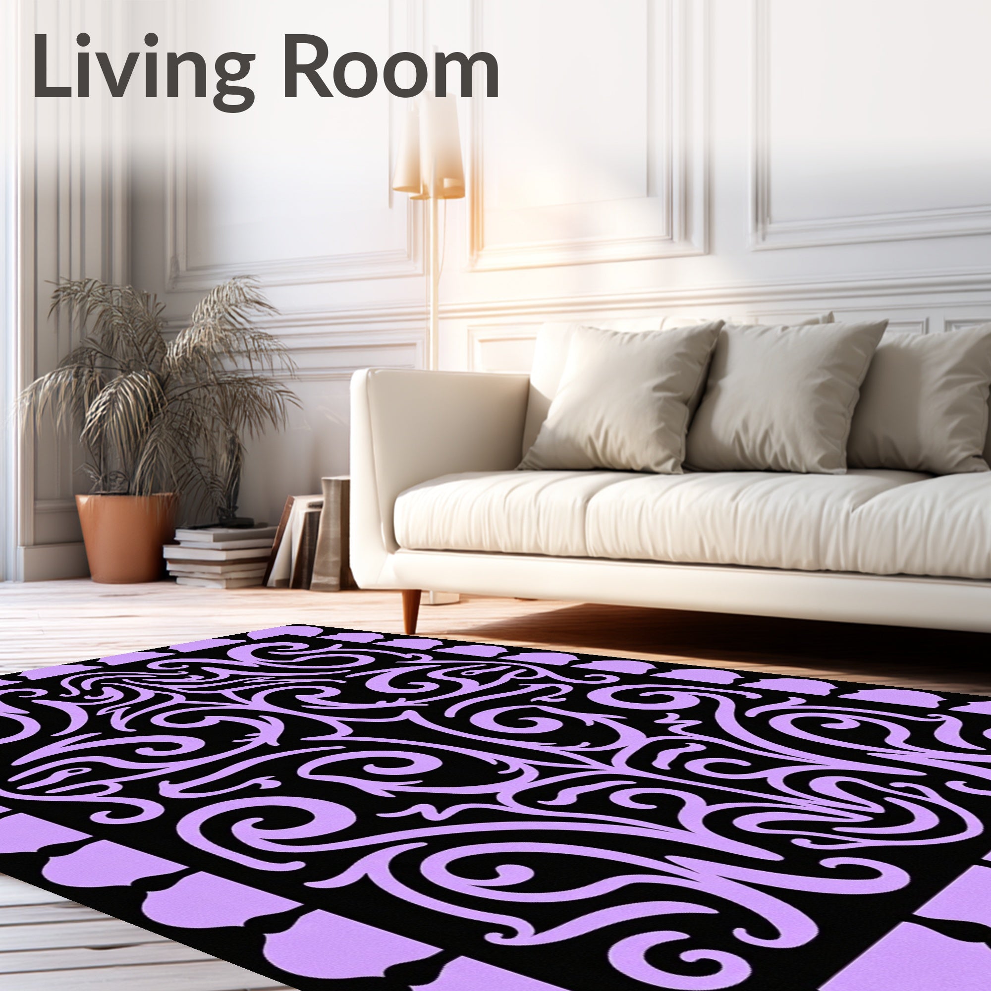 Lavendar Scrollwork Intricate Pattern Rug
