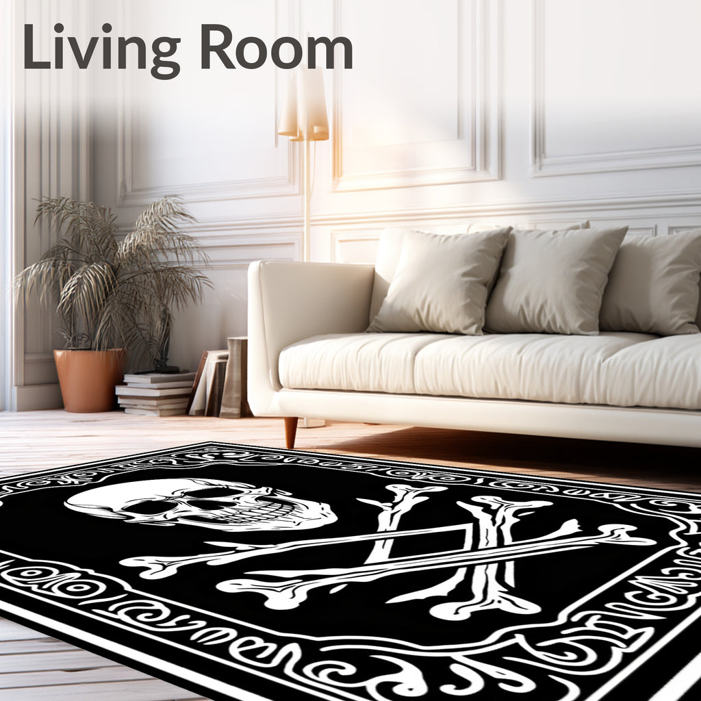 Gothic Skull Crossbones Ornate Rug