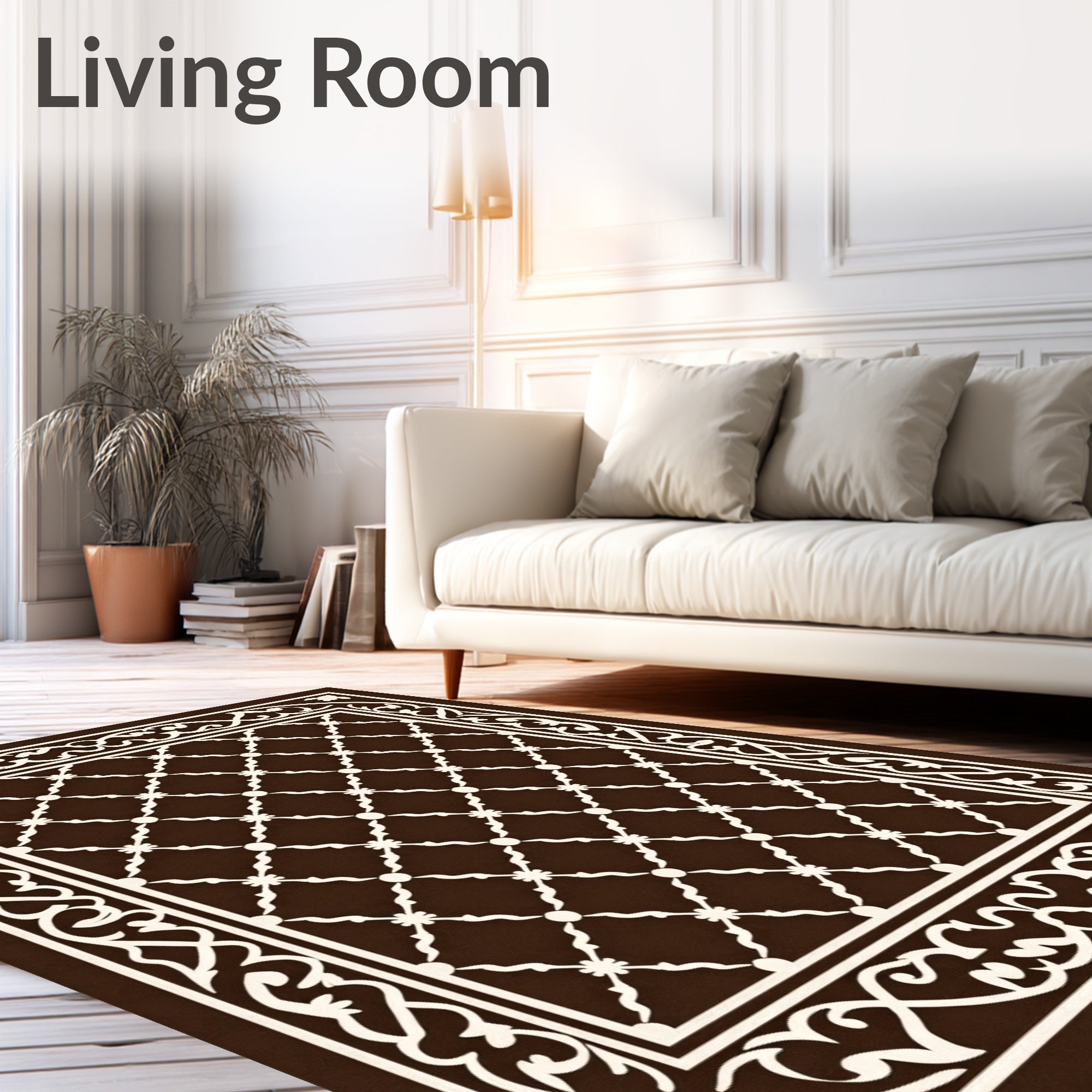Classic Lattice Pattern With Ornate Border Rug