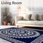 Naval And Cream Mandala Pattern Rug