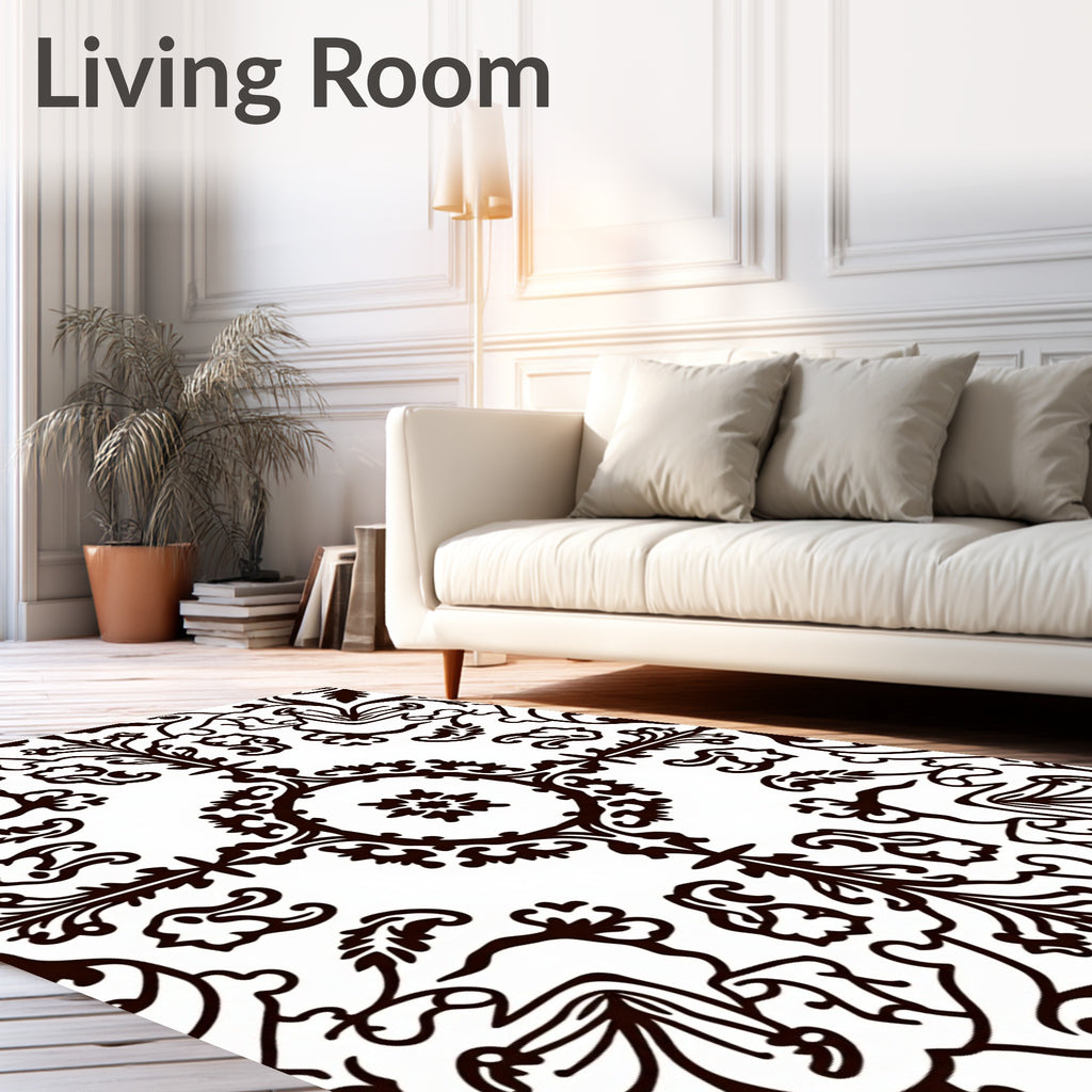 Ornate Floral Scroll Pattern Rug