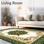 Elaborate Geometric Sunburst Emblem Rug