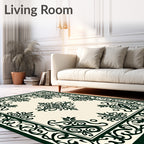 Elegant Black Flourish Border Design Rug