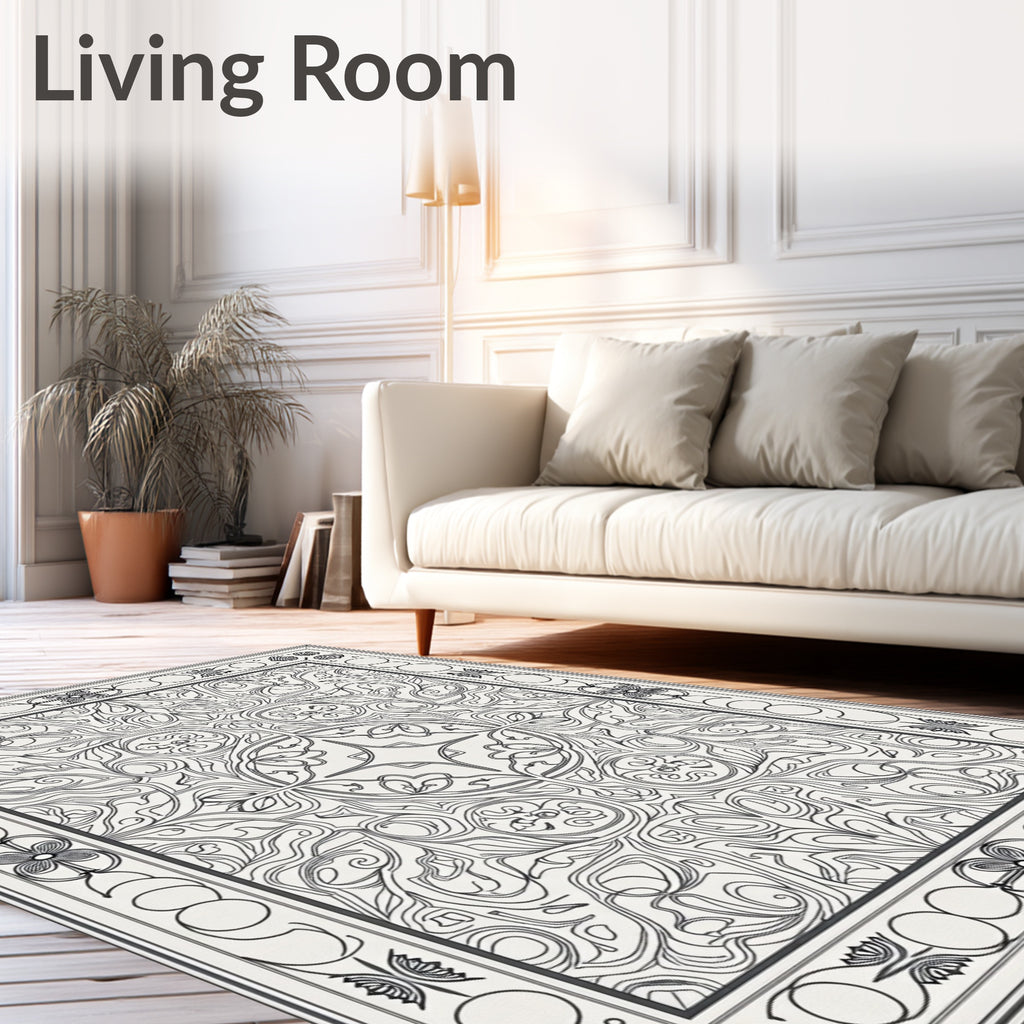 Ornate Floral Symmetry Pattern Rug