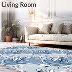 Blue Swirls Abstract Pattern Design Rug