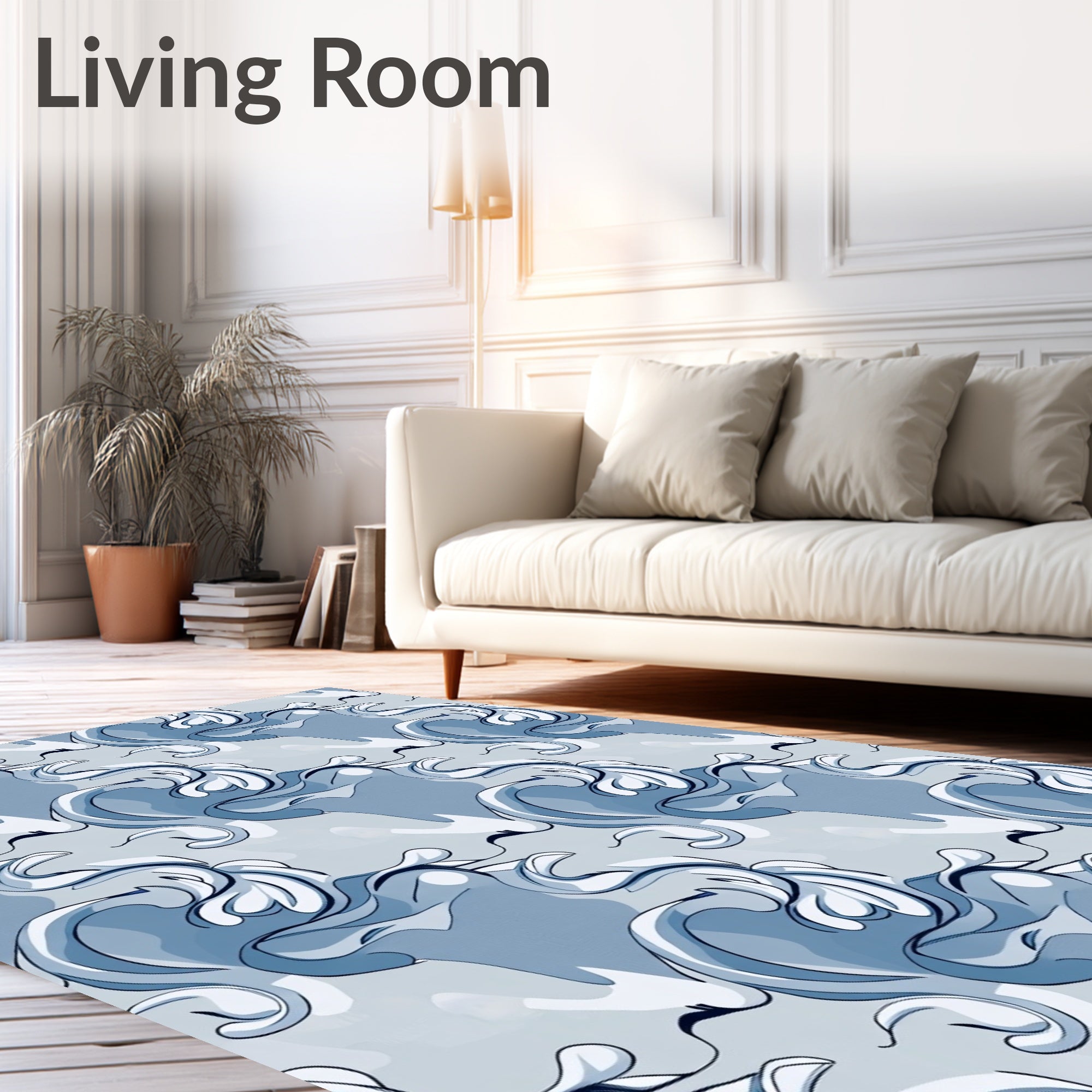 Blue Swirls Abstract Pattern Design Rug