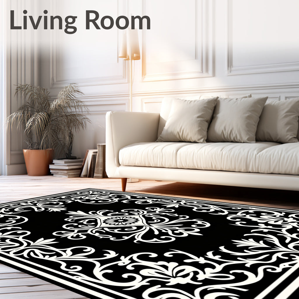 Classic Floral Damask Scrollwork Design Rug