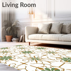 Green Gold Floral Medallion Pattern Rug