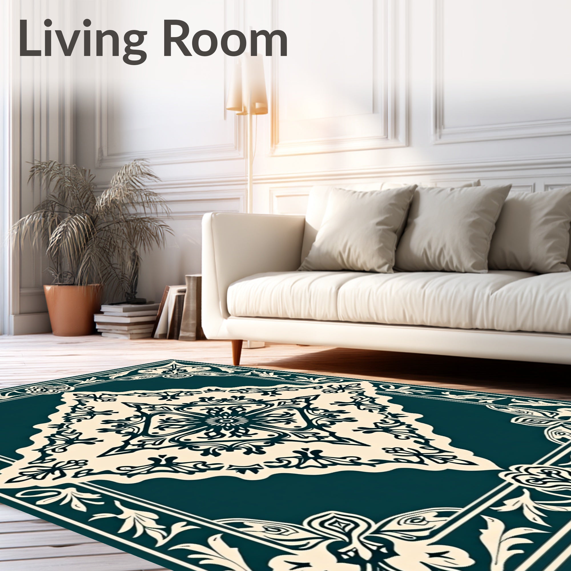 Ornate Floral Medallion Tapestry Design Rug