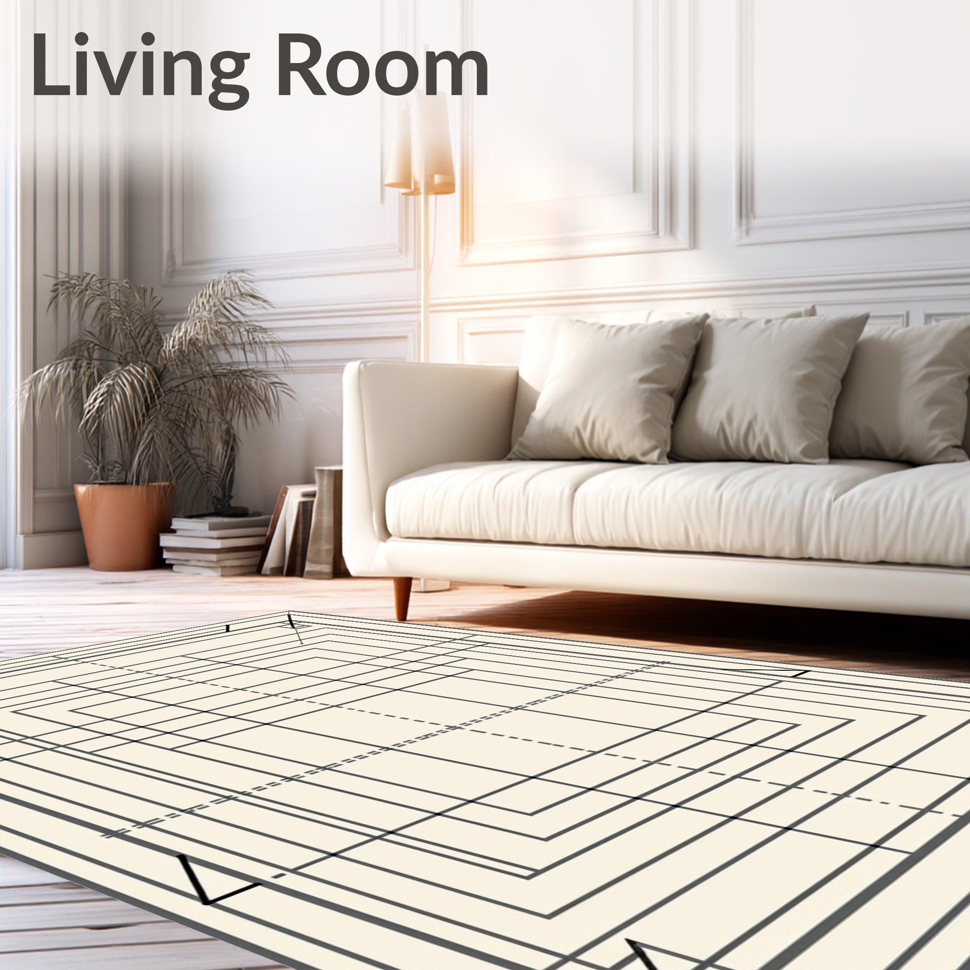 Concentric Squares Graphic Rug