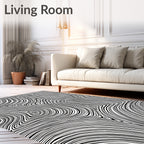 Black White Abstract Flow Design Rug