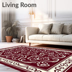 Rich Red Cream Filigree Pattern Rug