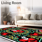 Festive Red Santa Deer Garland Rug