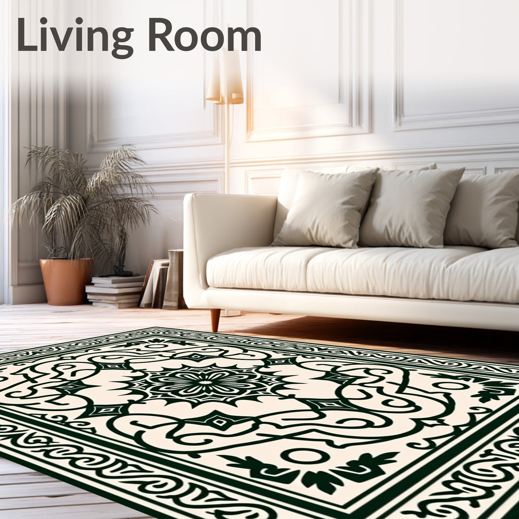 Classic Dark Floral Mandala Pattern Rug
