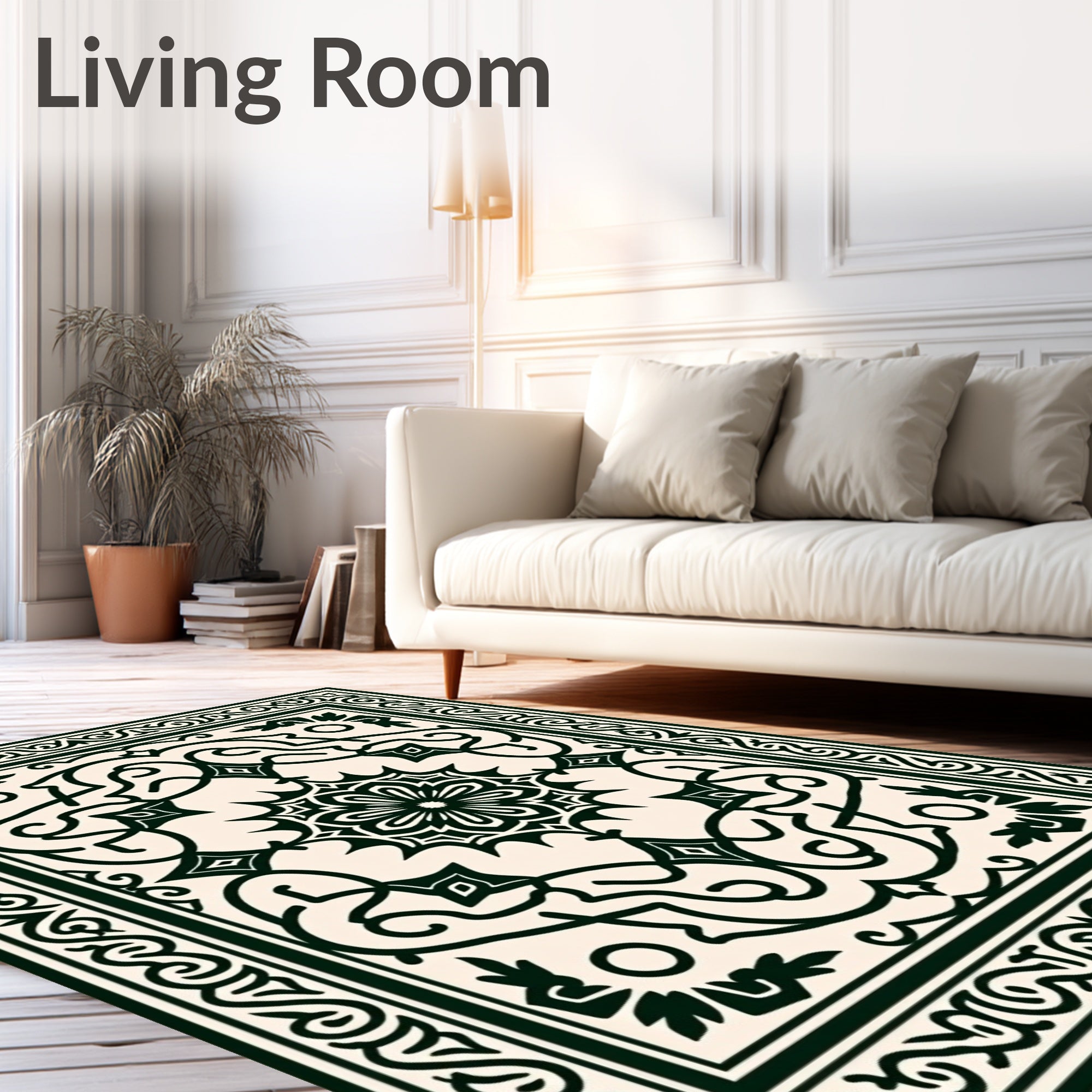 Classic Dark Floral Mandala Pattern Rug