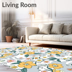 Whimsical Daisy Vine Floral Pattern Rug