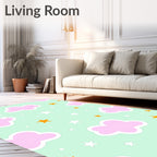 Pink Clouds And 3 Color Stars Rug