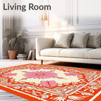 Pink Floral Square Ornamental Rug
