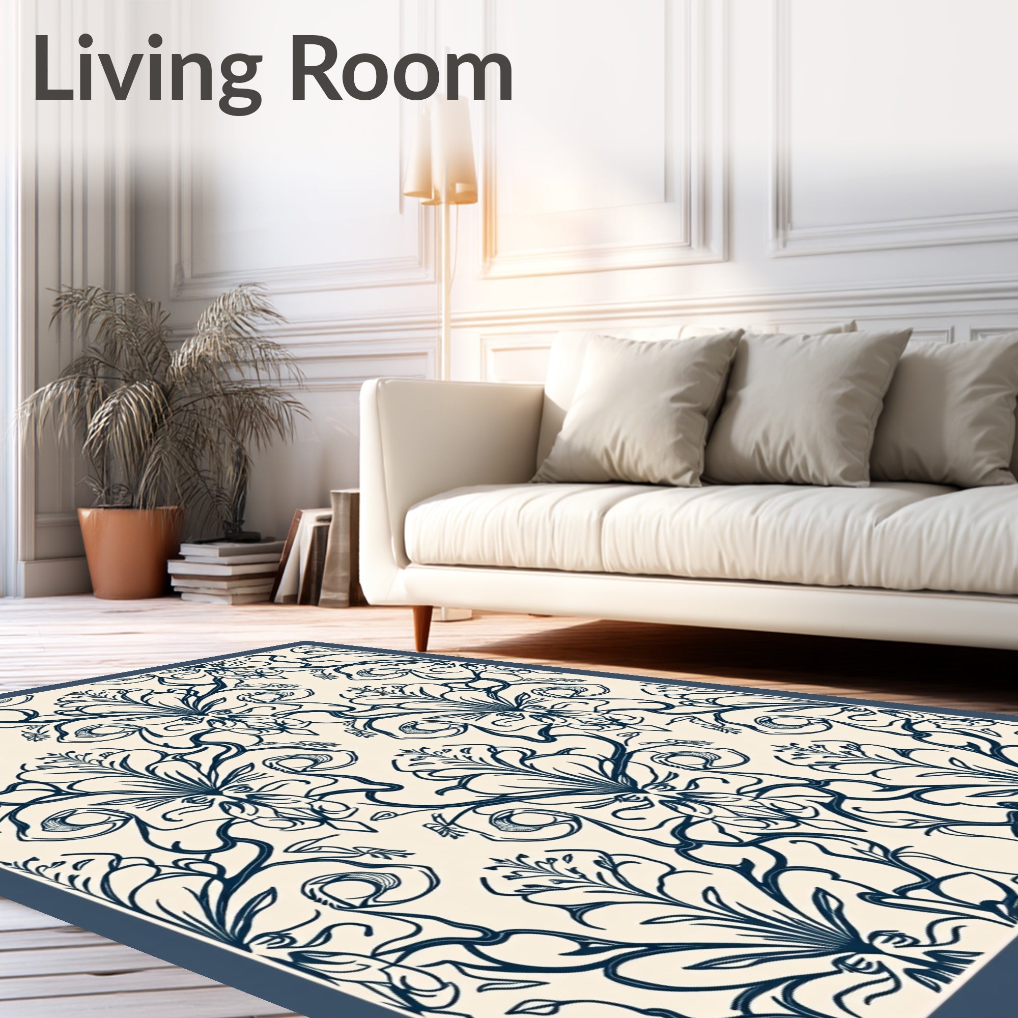 Art Nouveau Floral Damask Pattern Rug