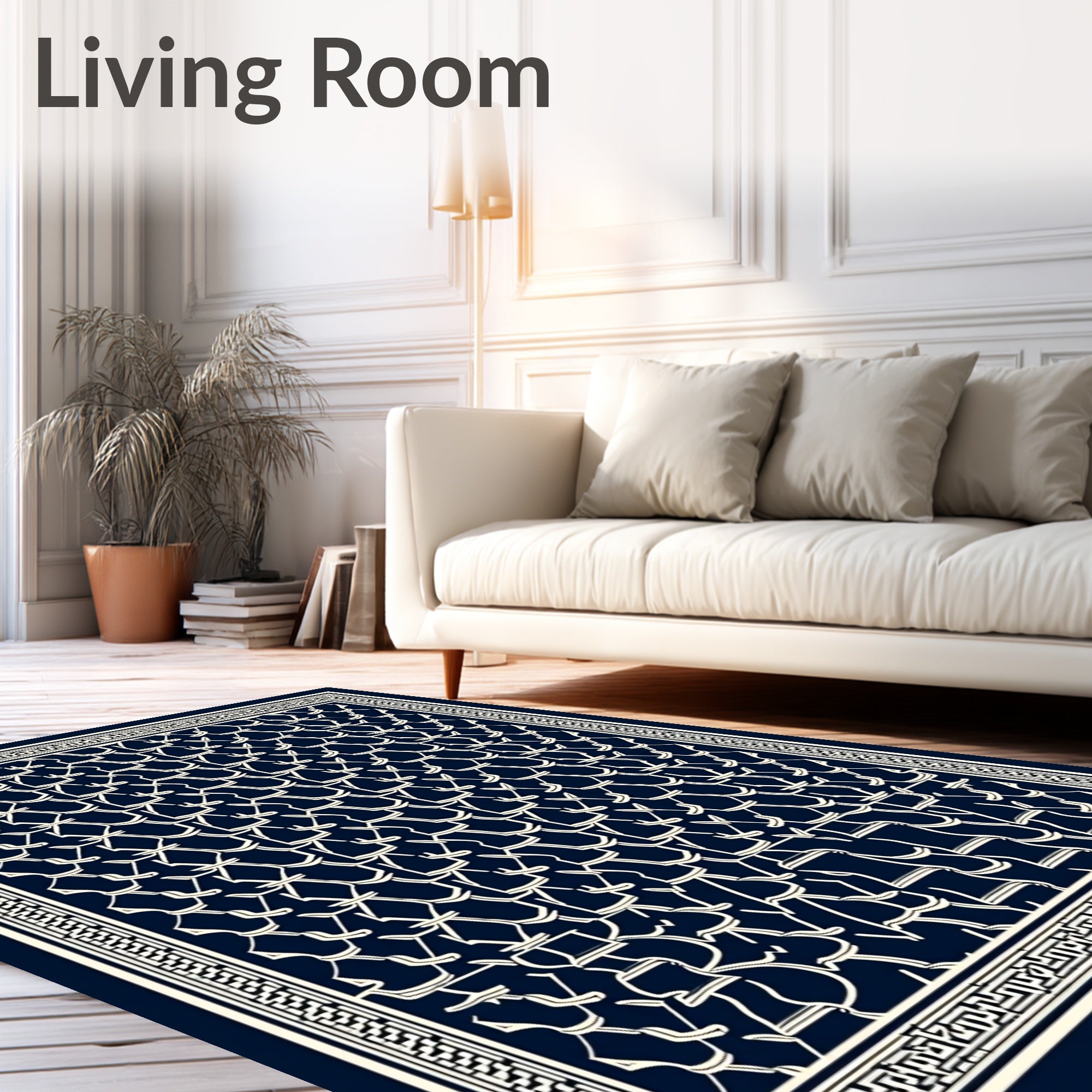 Abstract Geometric Bamboo Pattern Rug