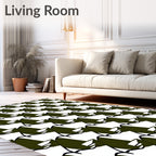 Abstract Dark Green Wave Pattern Rug