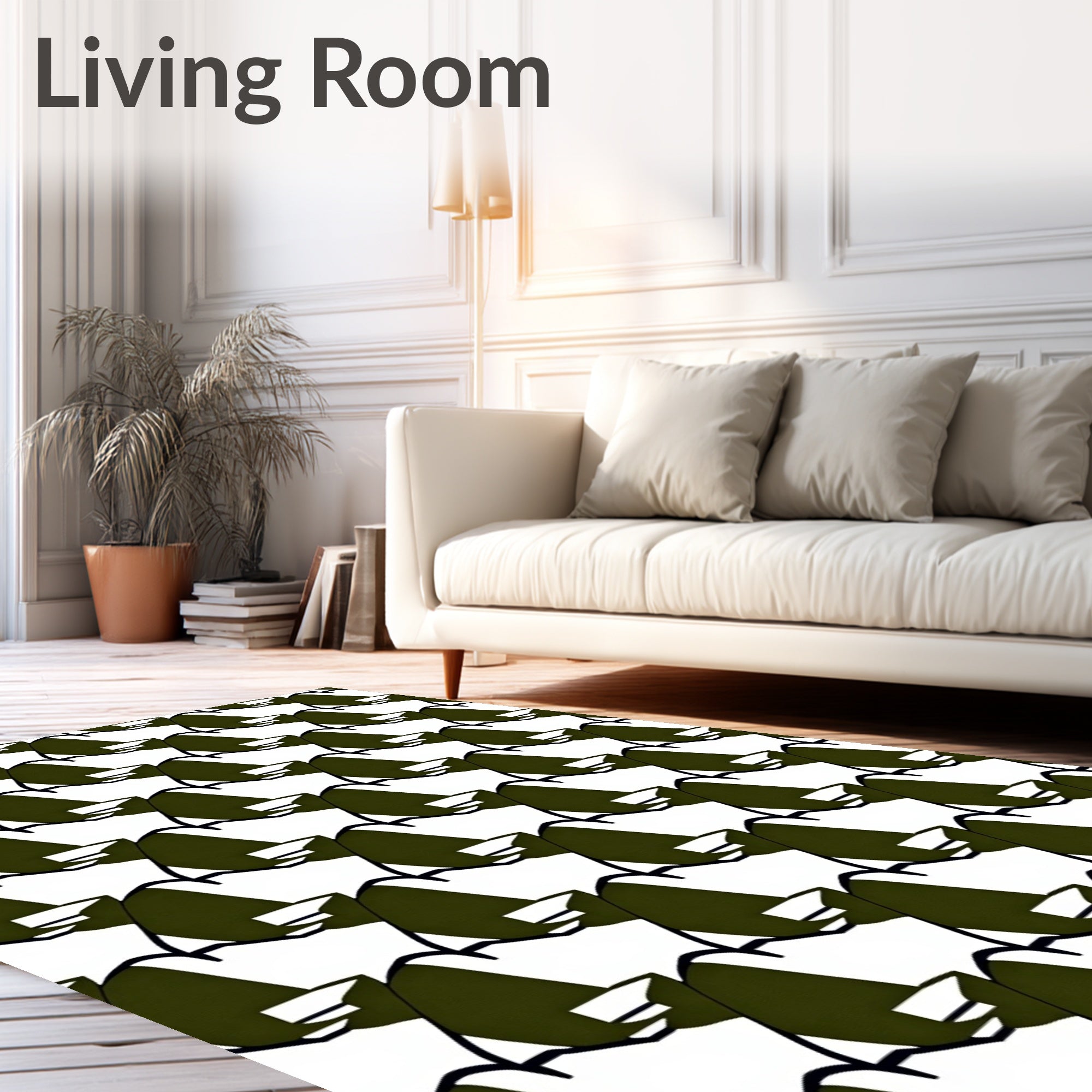 Abstract Dark Green Wave Pattern Rug