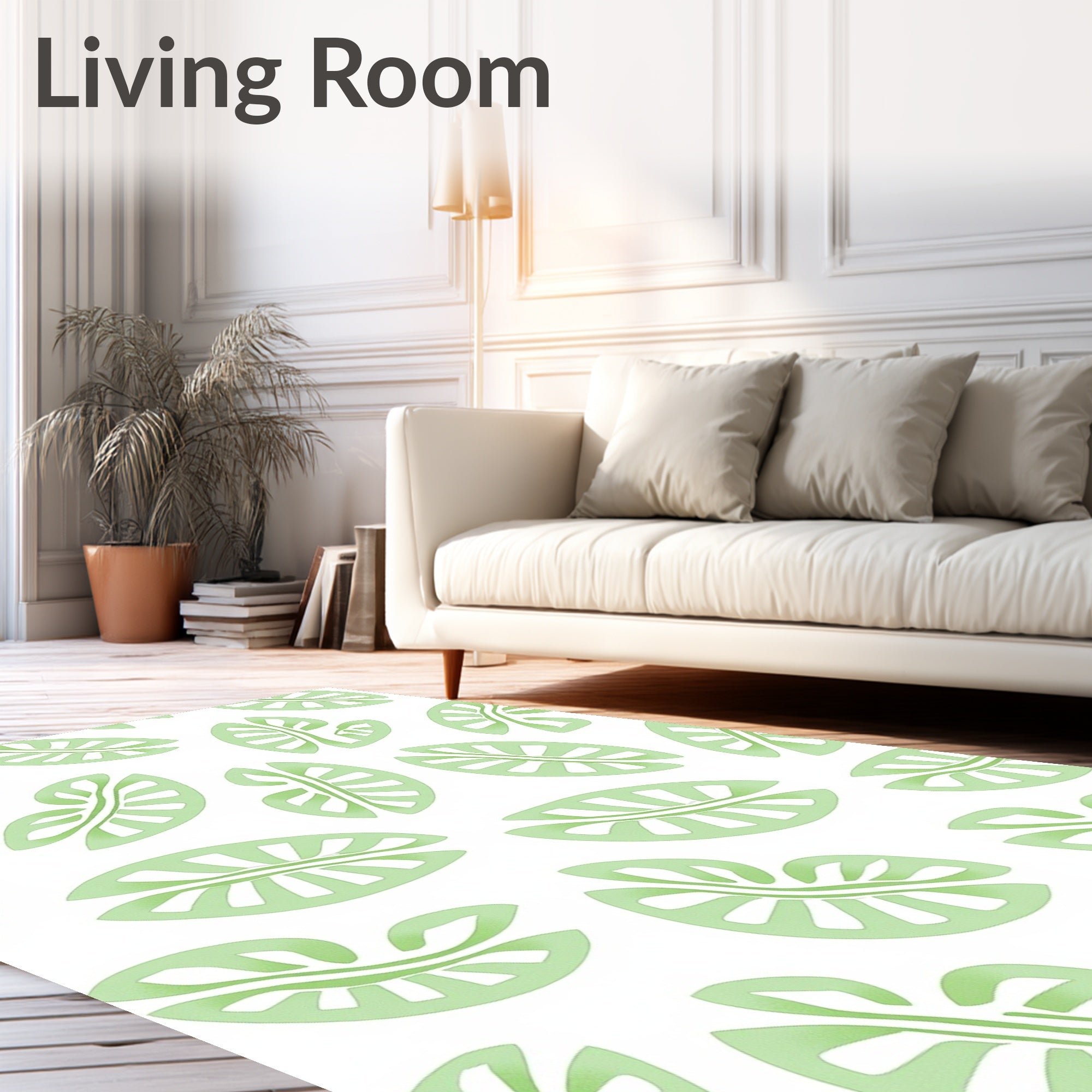 Green Leafy Abstract Pattern Rug