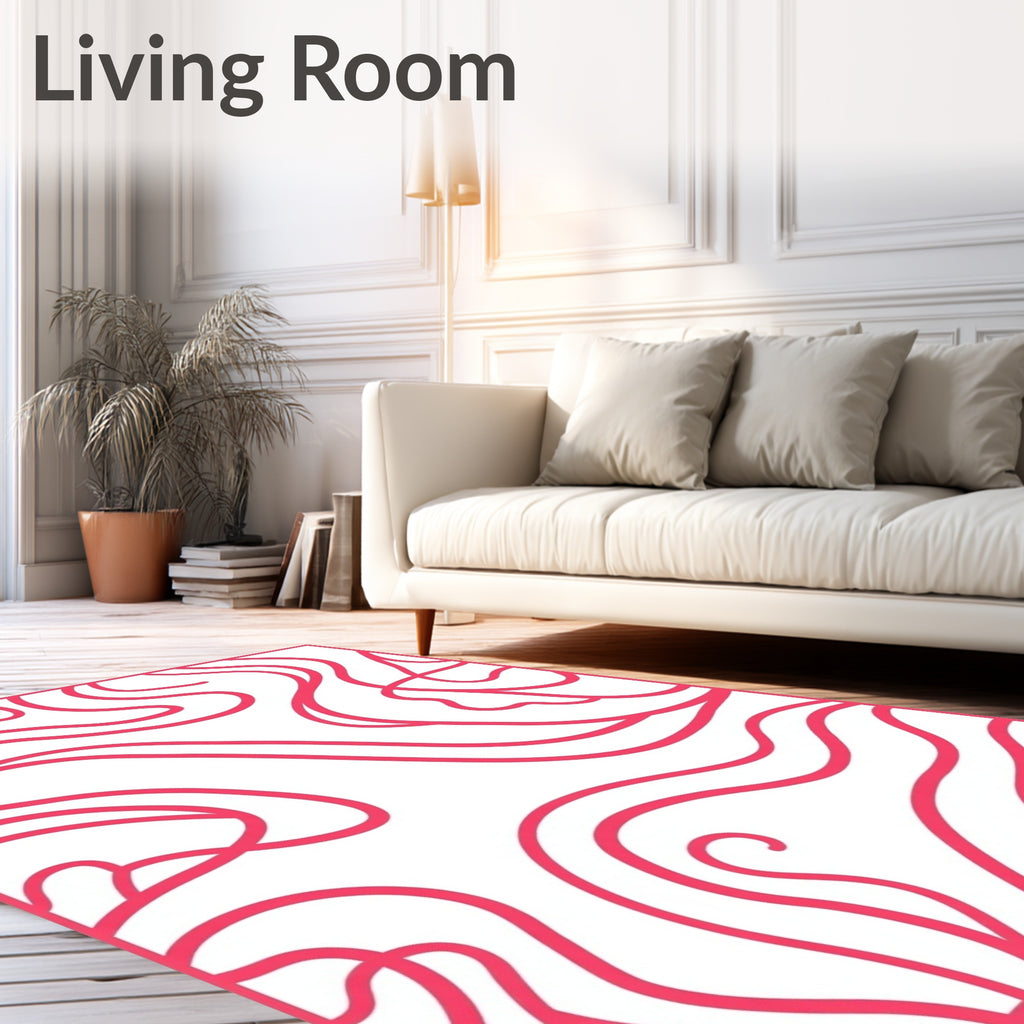 Crimson Wavy Flowing Lines Rug