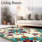 Intricate Teal Plum Floral Medallion Rug