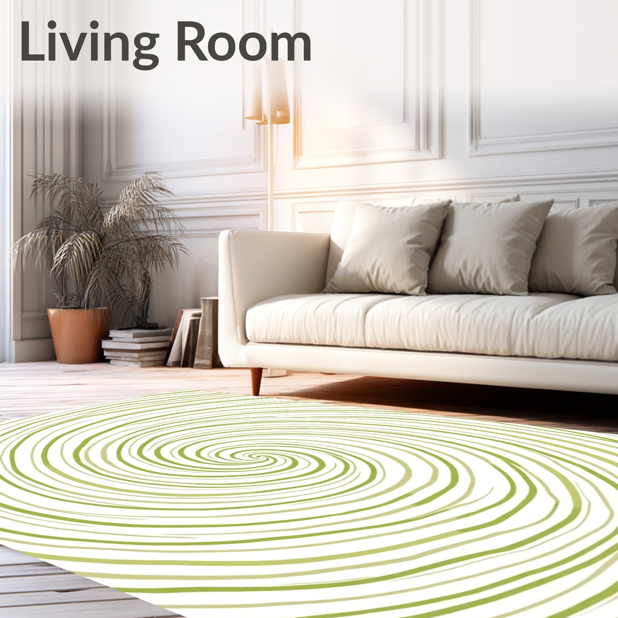 Green Swirl Line Pattern Rug