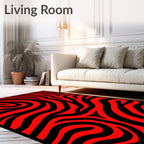 Bold Red Black Zebra Pattern Rug