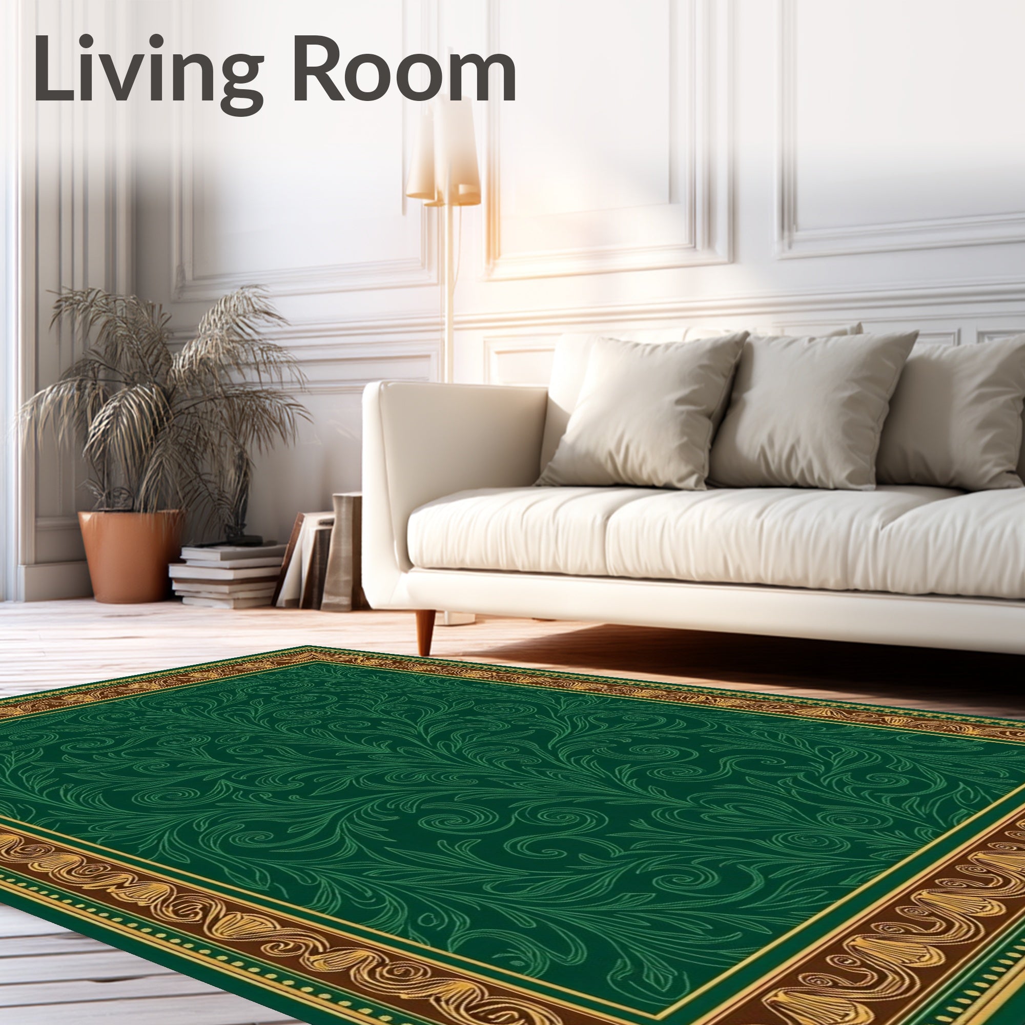 Ornate Verdant Vine Scrollwork Rug