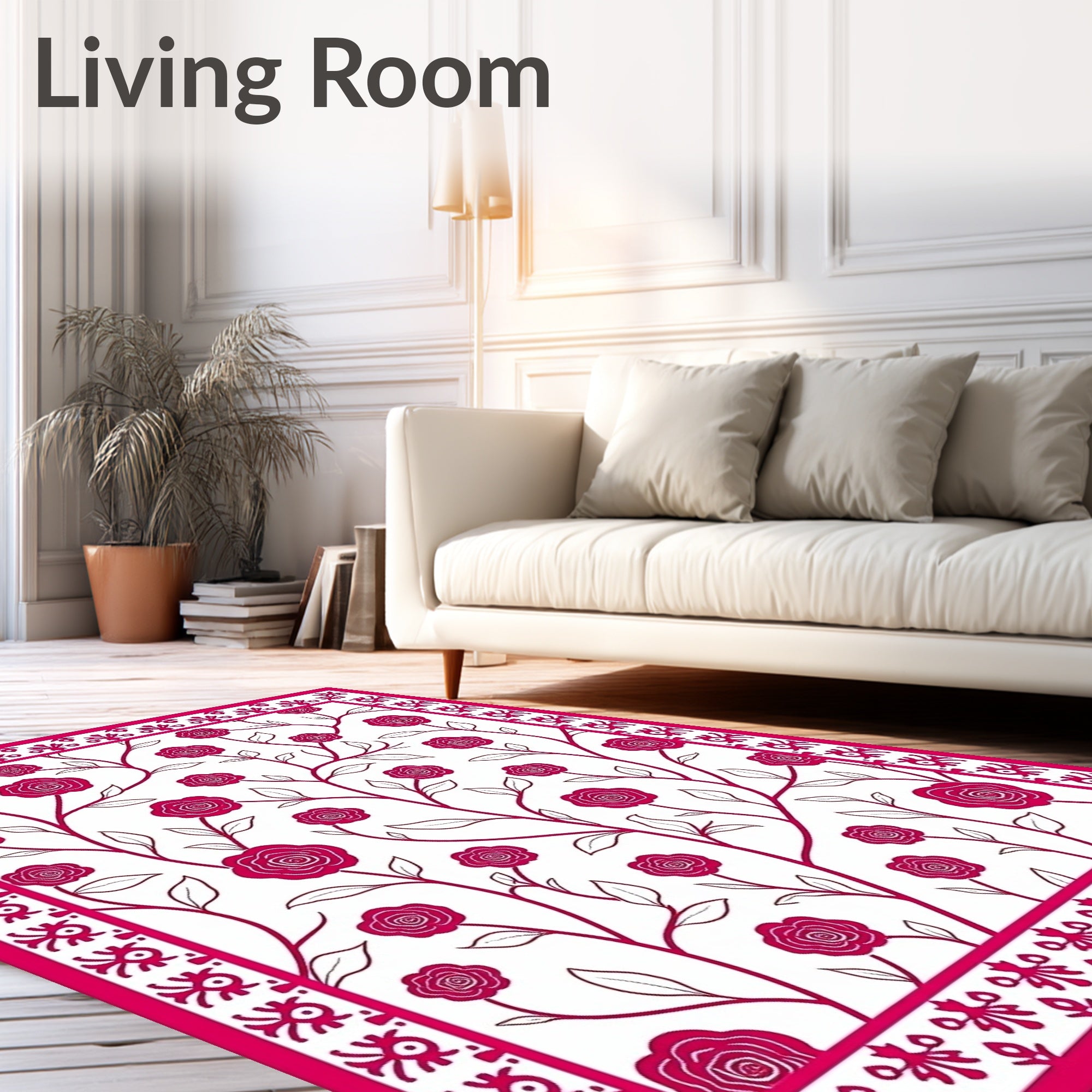 Classic Rose Vine With Intricate Border Rug