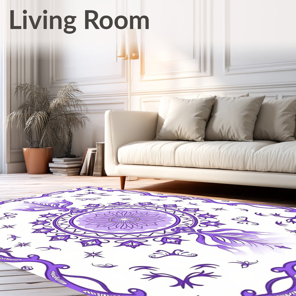 Purple Floral Mandala PatternedRug Rug