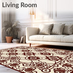 Deep Red Floral Lattice Symmetry Rug