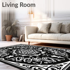 Monochromatic Ornate Mandala Design Rug