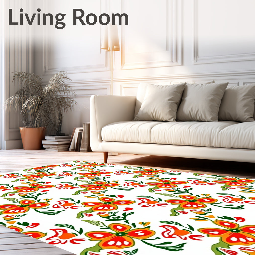 Vibrant Floral Butterfly Pattern Design Rug
