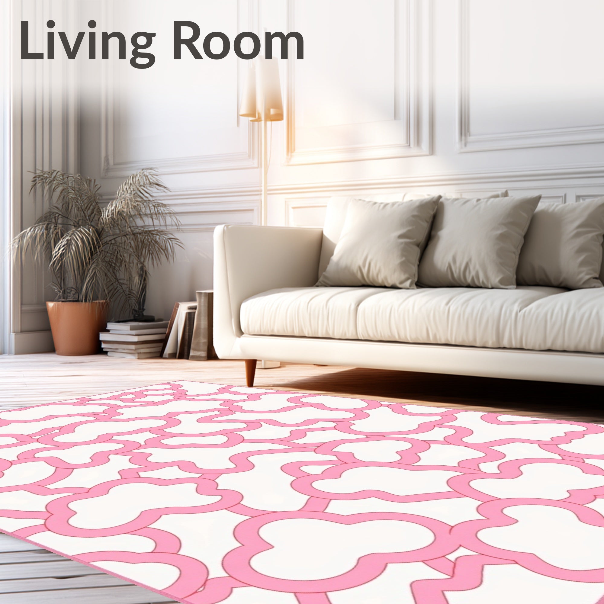 Playful Pink Cloud Pattern Rug