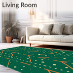 Green Orange Line Dot Pattern Rug