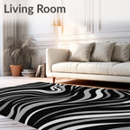 Modern Grays Stripe Whirling Pattern Rug